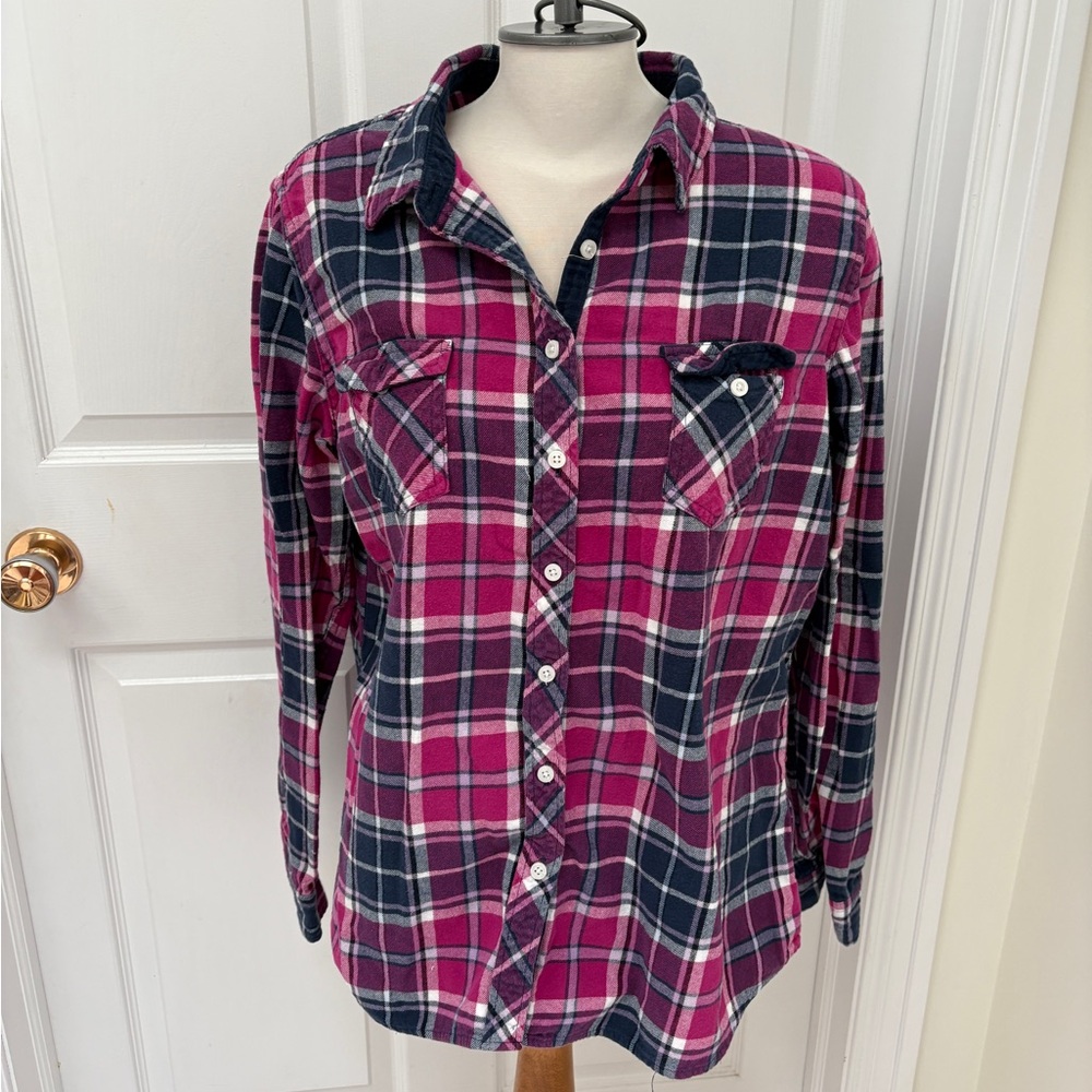 Weatherproof Women's Plaid Button Down Shirt - Pink and Blue